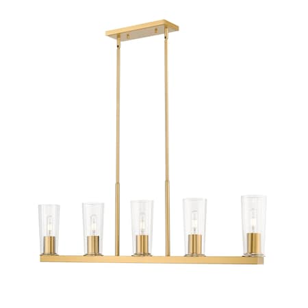 Z-Lite Titus 5 Light Linear Chandelier, 5in. W x 12in. H, Modern Gold 826-5L-MGLD